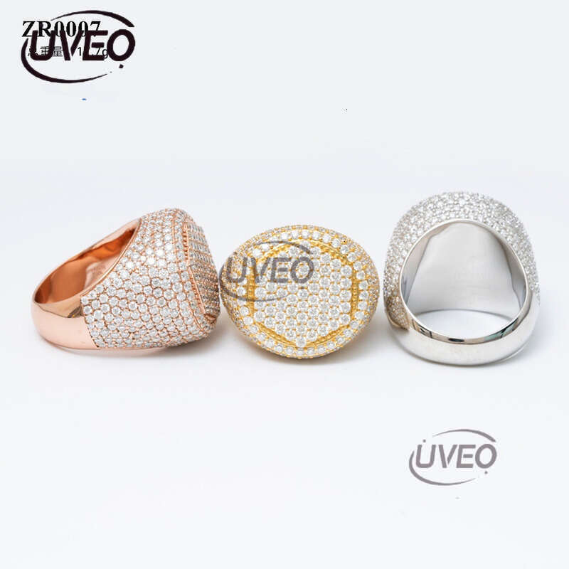 Moissanite Ring 925 VVS Gold Jewelry Iced Out Hip Hop Pass Diamond Tester Couple Sterling Silver