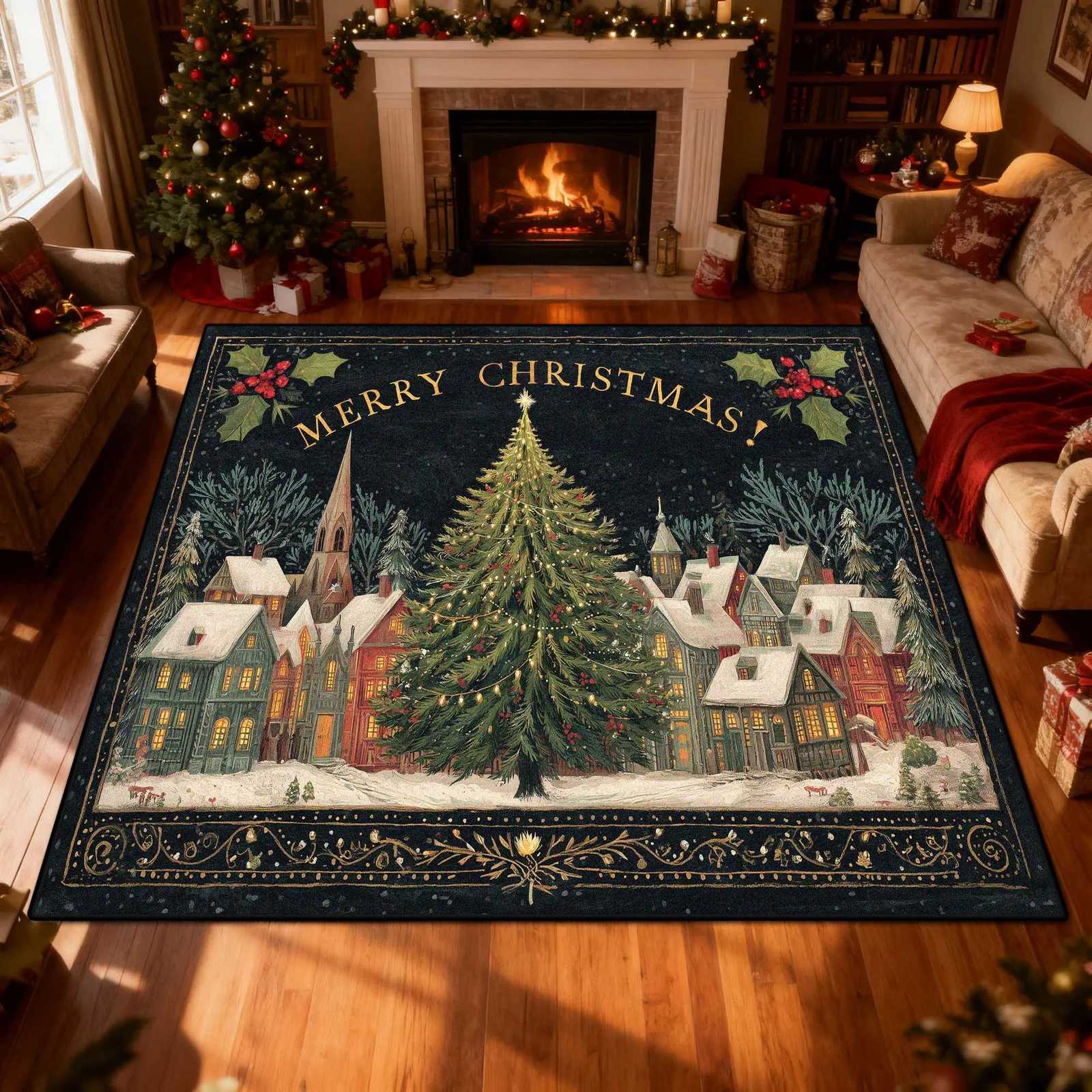 New Christmas Creativity Decoration Carpet for Living Room High-end Sofa Area Rug Bedroom Bedside Entrance Door Mat CustomizableM251117