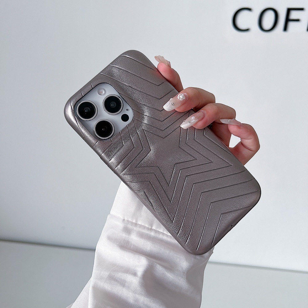 Line Five-Pointed Star Phone Case Compatible with iPhone 16/15 Pro Simple Solid Color Protective Cover iPhone 14 Cartoon