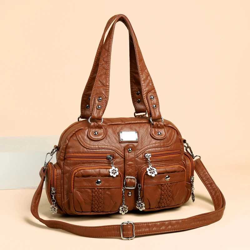Luxury Soft Leather Tote Bag Large Capacity Multiple Pockets Shoulder Crossbody Bags Women Handbag Female Messenger BagsW251117