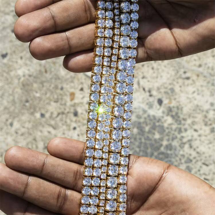 AAA Gems Different Sizes 4mm 5mm 65mm Personalized Sterling Silver Tennis Chain Moissanite Gold Tennis Chain