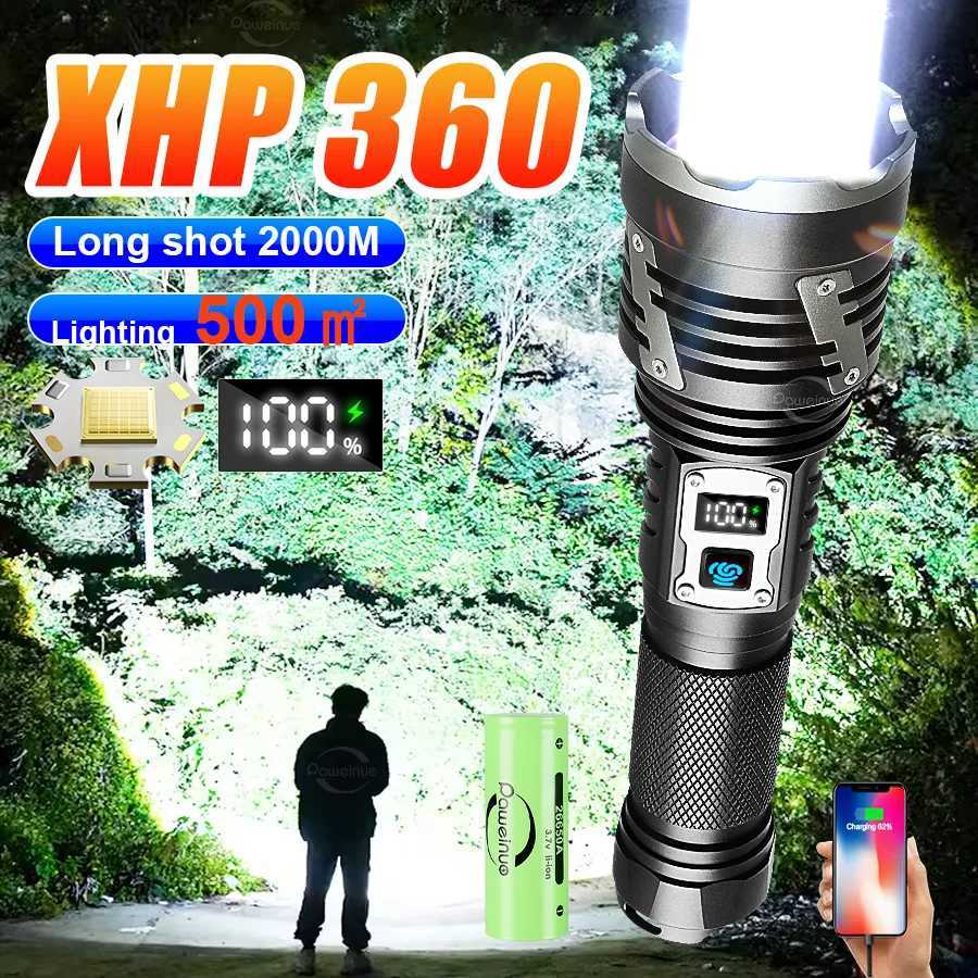 XHP360 Most Powerful LED Flashlight USB Rechargeable Lamp 26650 Ultra Powerful Flashlight Tactical Lantern Camping Torch M251117