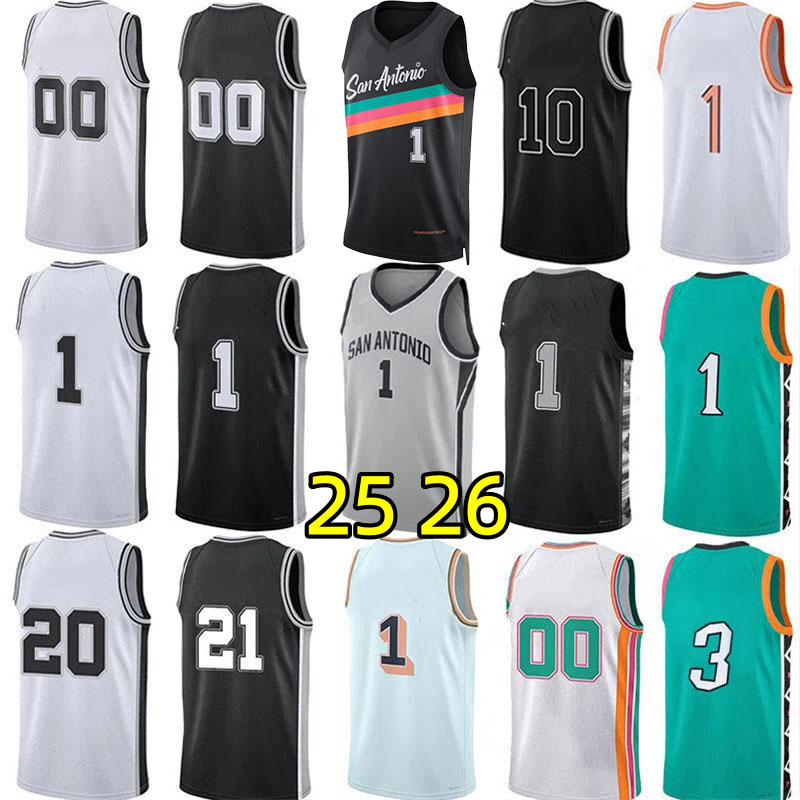1 Victor Wembanyama San Anton Spur Basketball Jerseys De Aaron Fox Dylan Harper Stephon Castle Devin Vassell Jeremy Sochan Carter Bryant Johnson Jersey City Jersey