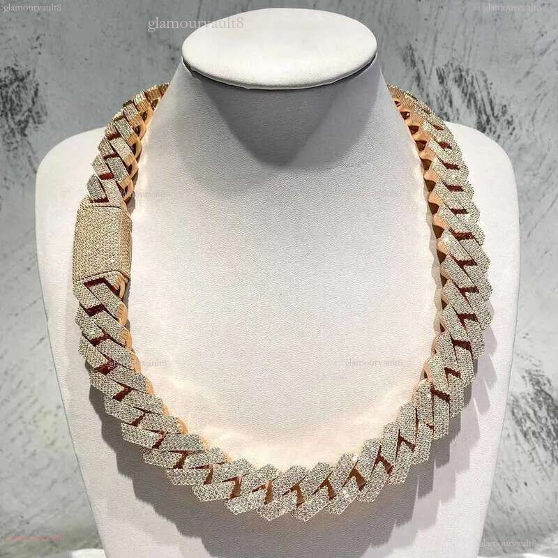 Necklace moissanite cuban k hip hop jewelry iced out chain 15-20mm 3 Rows Down Miami Dia Sier Vvs Moissanite custom pendant