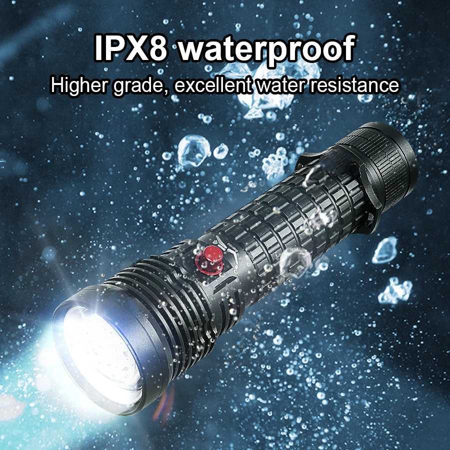 Professional Diving Flashlight Rechargeable USB Underwater Dive Lantern IPX8 Waterproof Dive Torch Lights For Fishing Submarine M251117