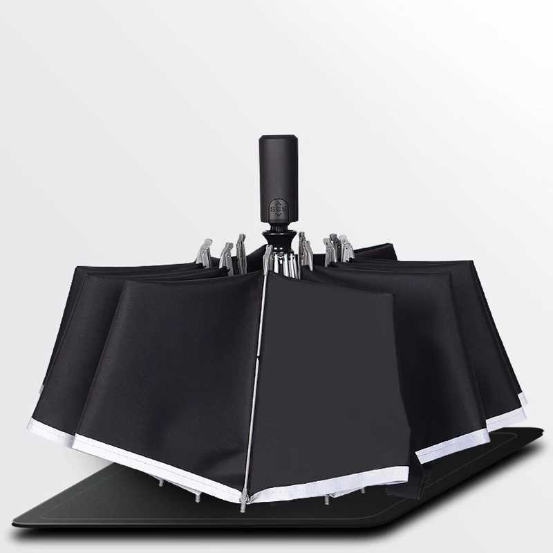 Full Automatic Reverse Folding Umbrella Men Women 130CM Large Windproof UV Sun Umbrella Luxury Portable Car Business Umbrellas C251117