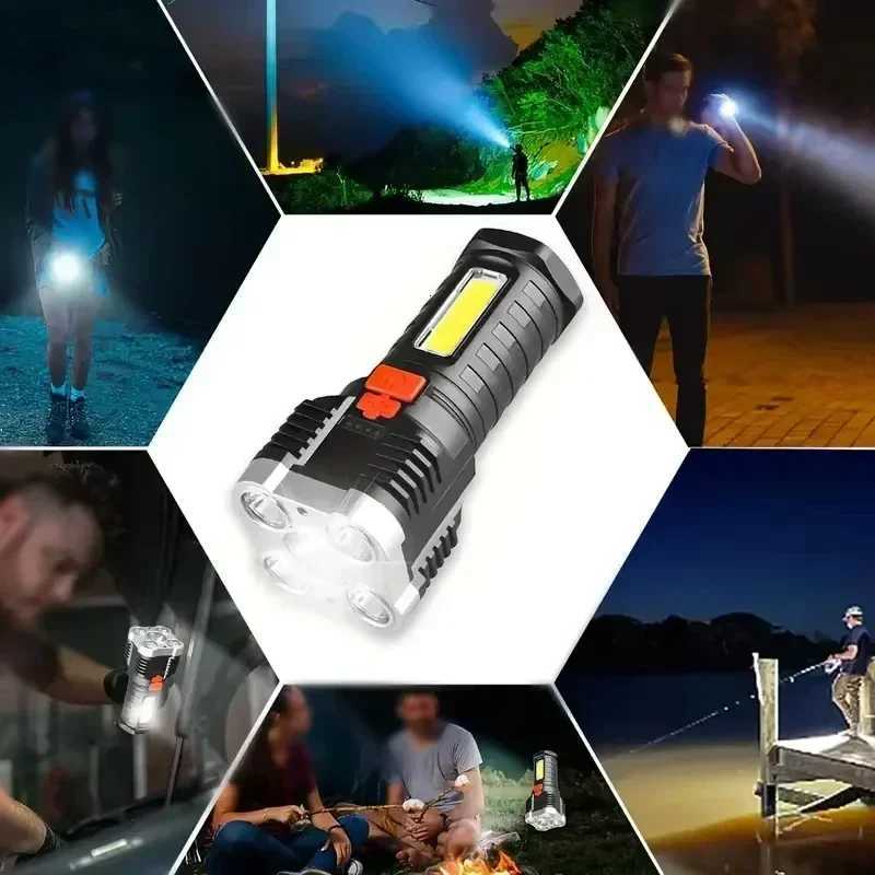 5 LED High Power Led Flashlights Rechargeable Camping Spotlight with Side Light 3 Lighting Modes for Camping Adventure Outdoor M251117