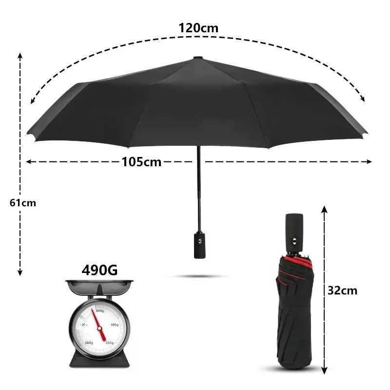 Windproof Double Layer Resistant Umbrella Fully Automatic Rain Men Women 10K Strong Luxury Business Male Large Umbrellas Parasol C251117