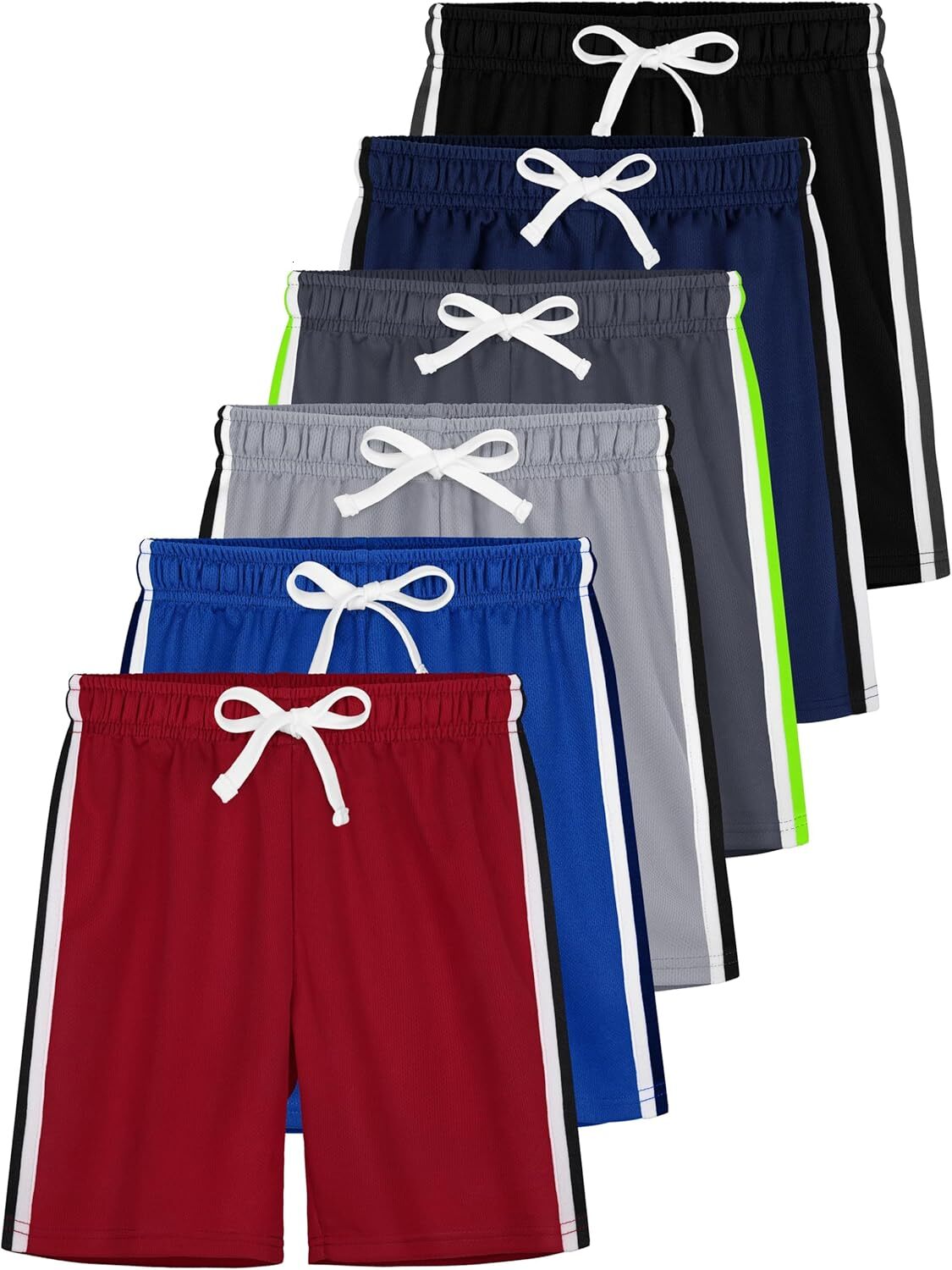 6-piece set of children's shorts, boys' basketball mesh sports gym football quick drying shorts suitable for summer
