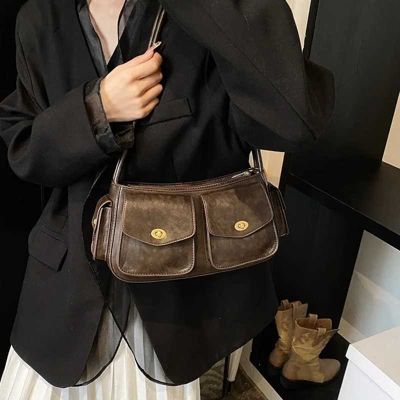 LEFTSIDE Small PU Leather Double Pockets Crossbody Bags for Women 2024 Y2K Ladies Shoulder Bag Females Handbags and PursesW251115