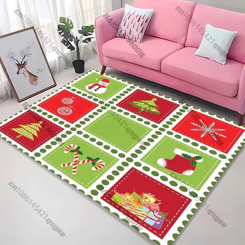 Christmas New Product Santa Deer Gingerbread Checkered Carpet Living Room Sofa Bedroom Rug Kids Game Non-slip Floor Mat GiftM251117