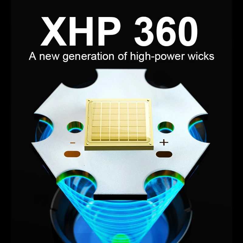 Ultra Powerful 1000000LM Flashlight Rechargeable 18650 Torch High Power XHP360 LED Flashlight Work 12H Camping Tactical Lantern M251117