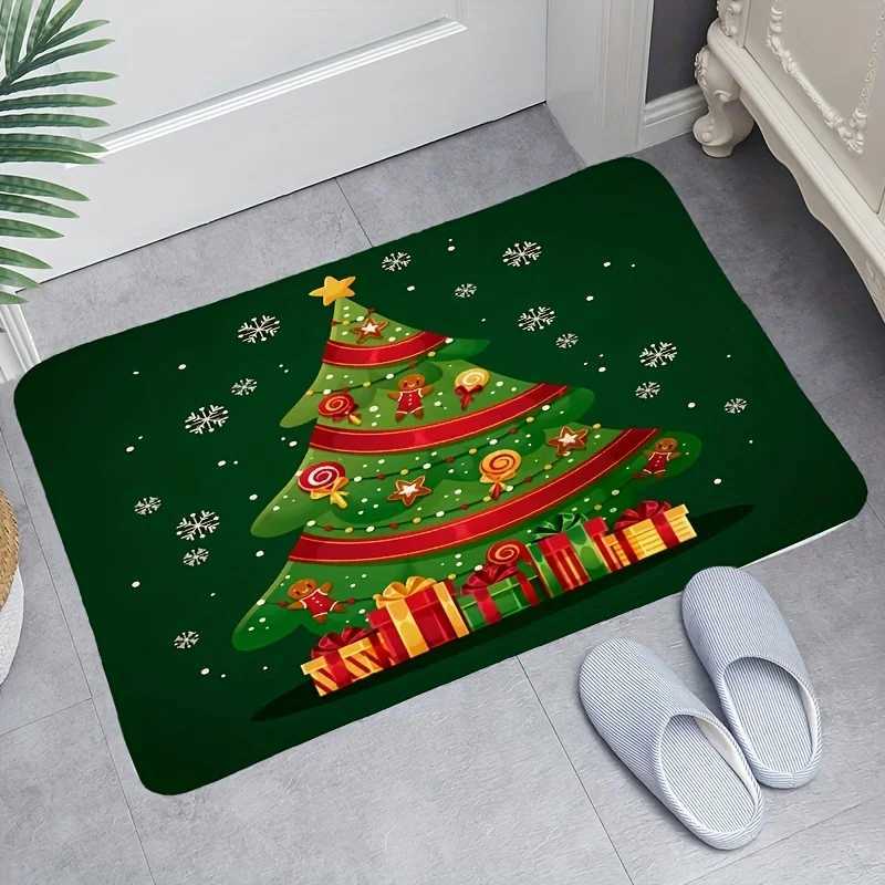 1 Pc Christmas Printed Floor Rug 100 Polyester Home Decoration Door Mat Festive Atmosphere Fashionable and Beautiful CarpetM251117