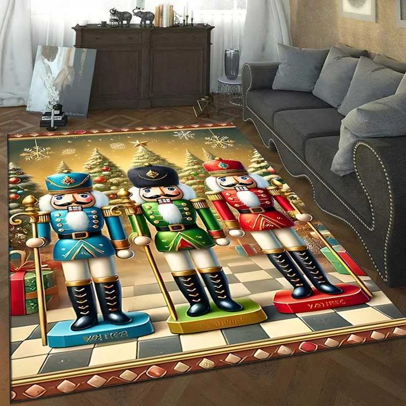 Christmas Nutcracker Soldier Rug for Festive Home Decor HolidayThemed Living Room Carpets Anti slip carpet can be machine washedM251117