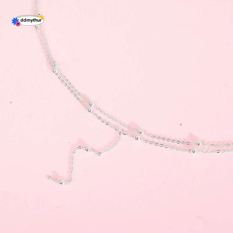 New Trendy Sterg Sier Double Layer Bead Necklace Long Pendant Tassel Neckchain For Women Fine Jewelry Accessories Gift ddmythur