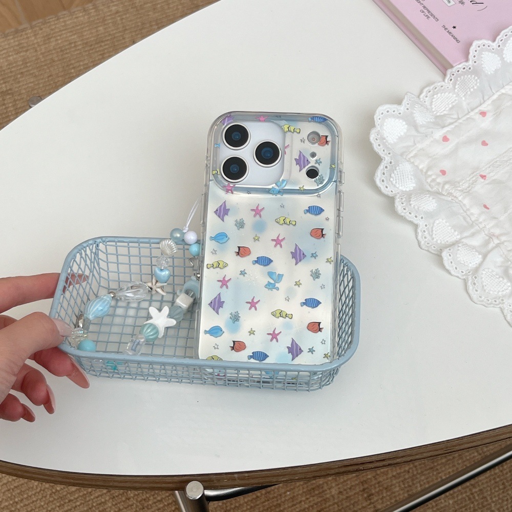Full Screen Underwater Creatures Phone Case Compatible with iPhone 17/16 Pro Max Cartoon Bracelet Case iPhone 15/14 Pro