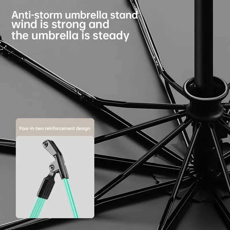 New Popularity 12K 60 Ribs Foldable Strong Wind Proof Uv protection Automatic Three Folding Umbrella1PC C251117