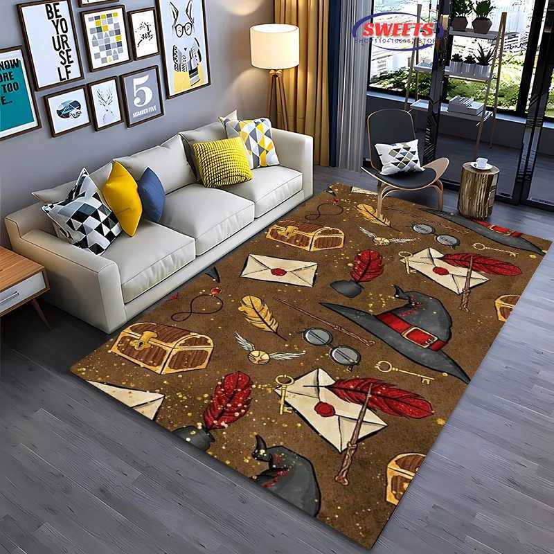 3D Magic Props Pattern Magic Hat Wand Floor Rug Carpet for Living Room Bedroom Sofa Mat Kitchen Doormat Non-slip Floor Mat GiftM251117