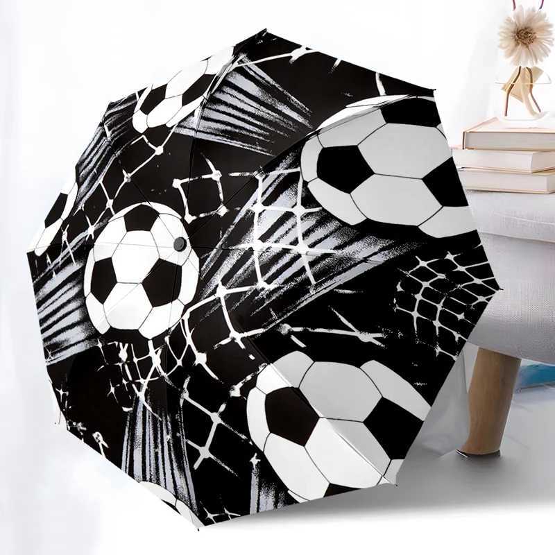 Football Design Folding Umbrella - Fashionable Auto-Open Design 8 Iron Ribs Plastic Handle Foldable Sunshade Perfect Gifts C251117