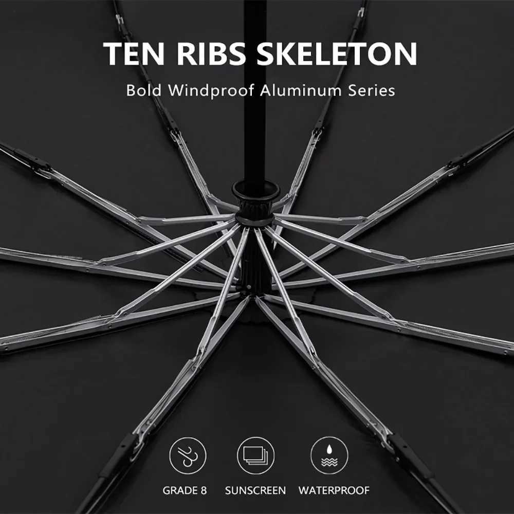 Wooden Hook Handle Clear Umbrella Automatic Business Men Big Umbrella Rain Women UV Parasol Sun Umbrella 10K Windproof C251117