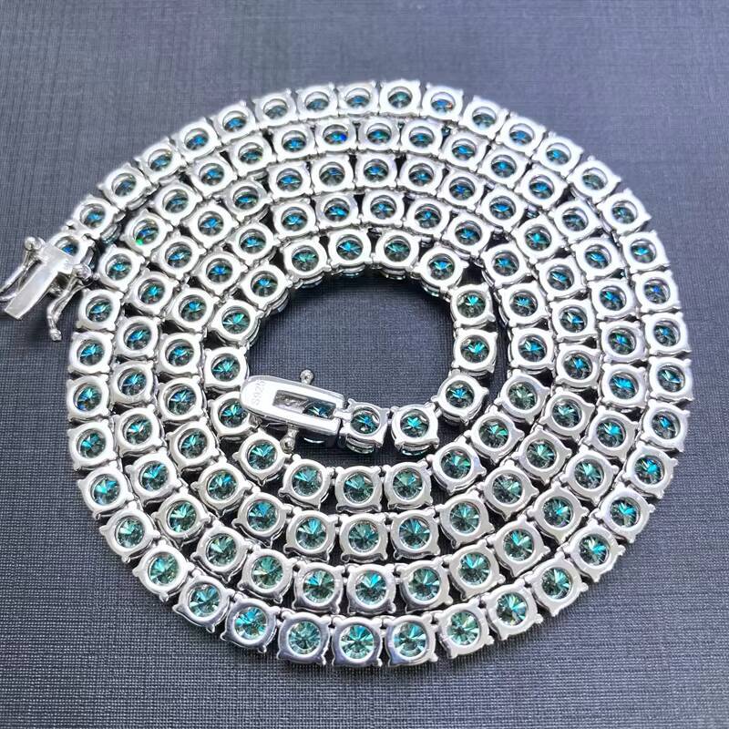 AAA Gems Unique Design Hip Hop 5mm 4mm Sterling Silver VVS Moissanite Tennis Chains Moissanite 925 With GRA