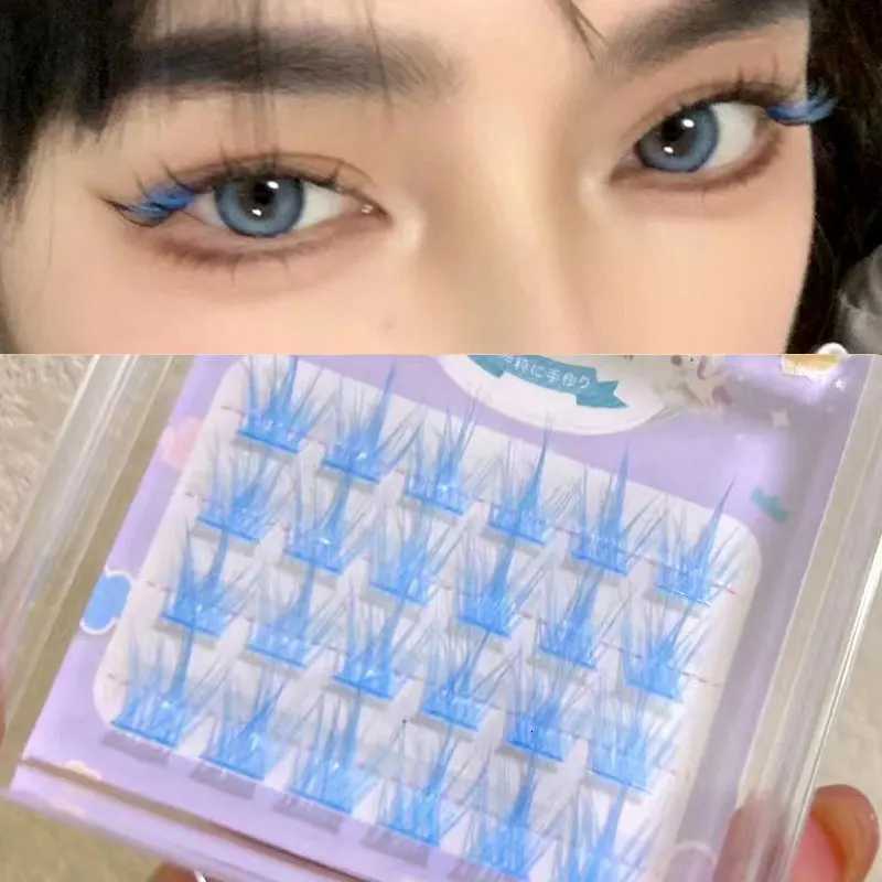 Pink/White/Blue/Purple Colored Eyelash Clusters Manga Lashes Colored False Eyelashes Natural Long Faux Bunche Makeup WholesaleT251117
