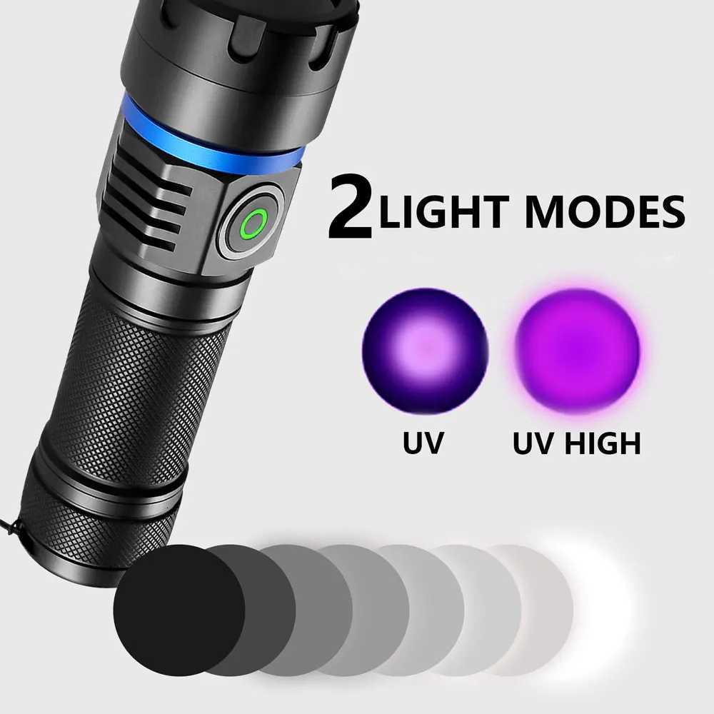 120W 6 4 core 365nm UV Flashlight Black Mirror 2-Mode Purple Light UV lamp Torch Pet Urine Stains bed bug Scorpions Detector M251117