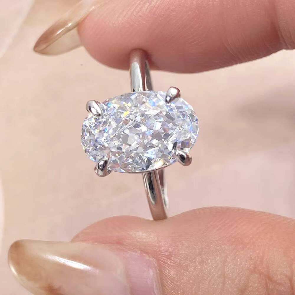 FOXI High Quality 8A Iced Cut Stone 925 Silver Ring Women Engagement 925 Sterling Silver Ring in Stock