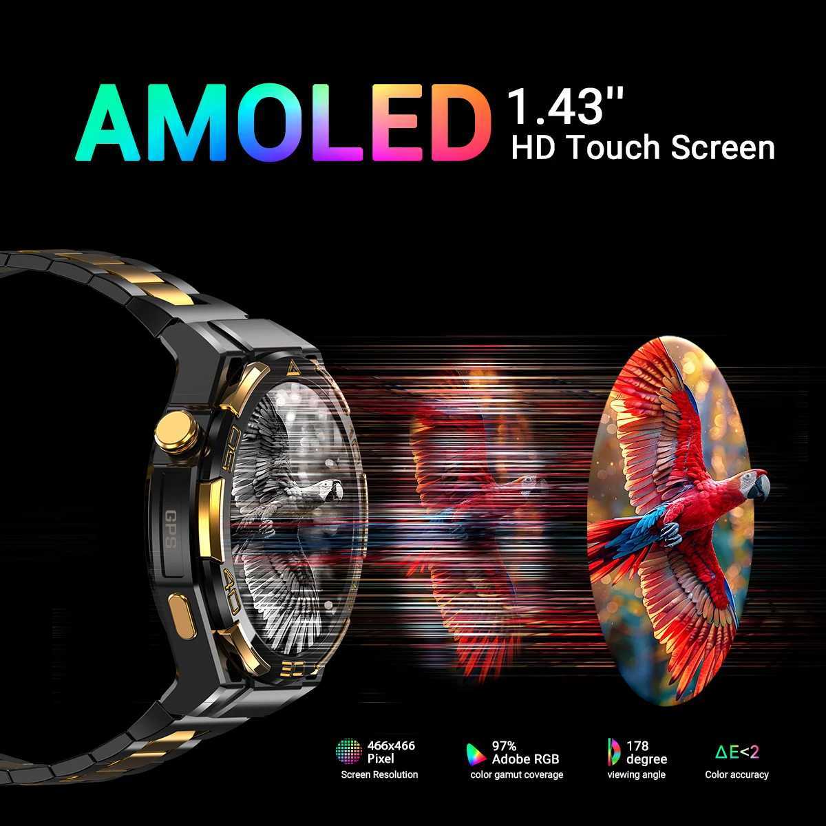 Blackview W90 Pro Outdoor Smart Watches with GPS 143 AMOLED Display 900mAh/ 20Days Standby Waterproof Sport Watch for MenM251117