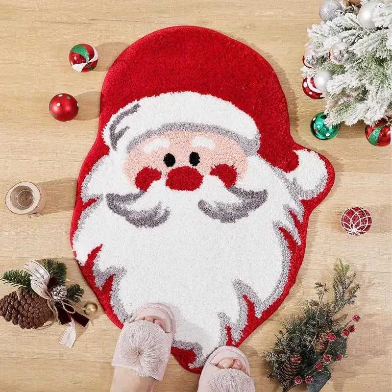 1pc Anomalous Floor Mat Santa Claus Christmas Tree Bathroom Floor Mat Living Room Entrance Door Mat Holiday Decoration CarpetM251117