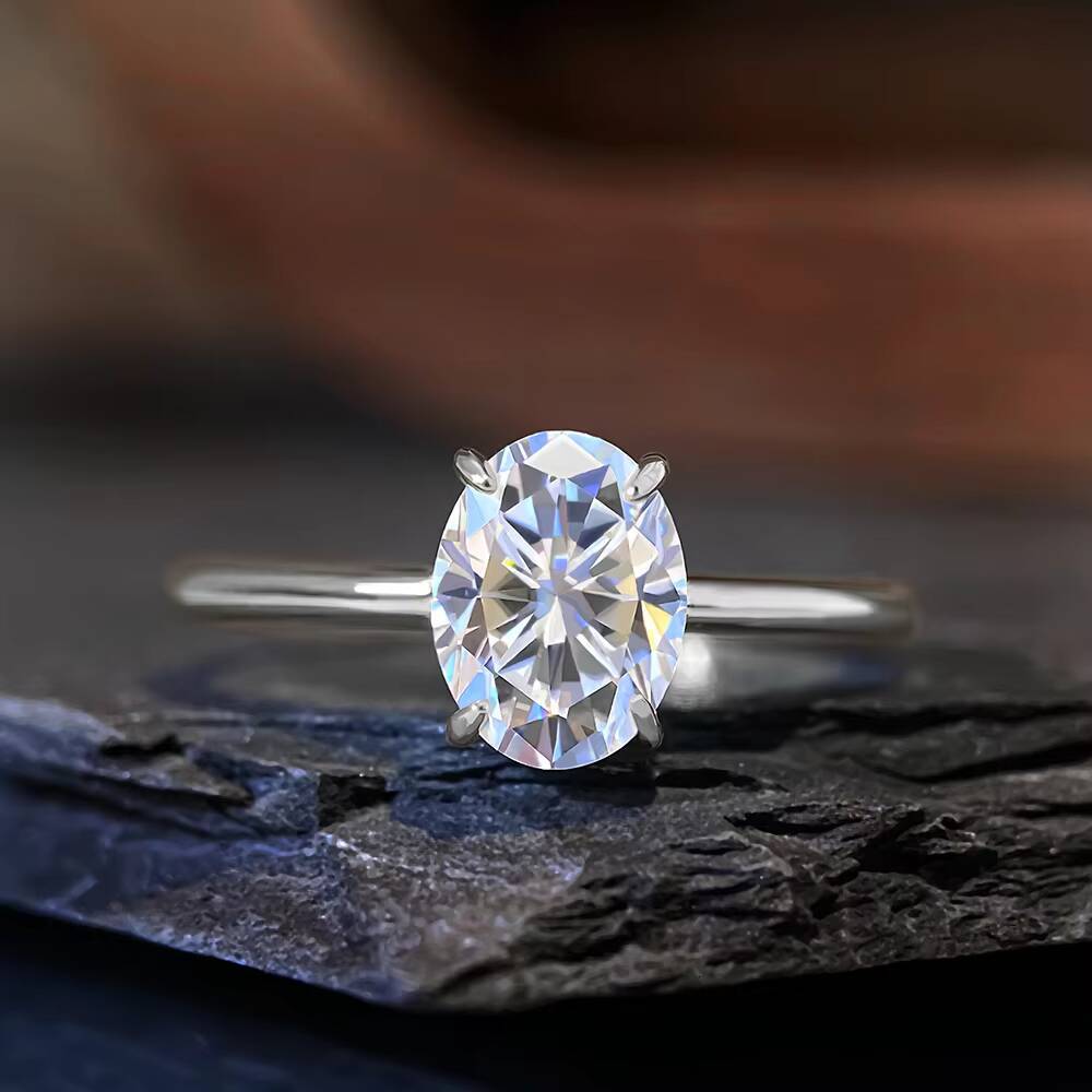 925 Sterling Silver Classic Women Jewelry 68 Oval Shaped Silver VVS Moissanite Diamond Engagement Ring Oval Cut for Women