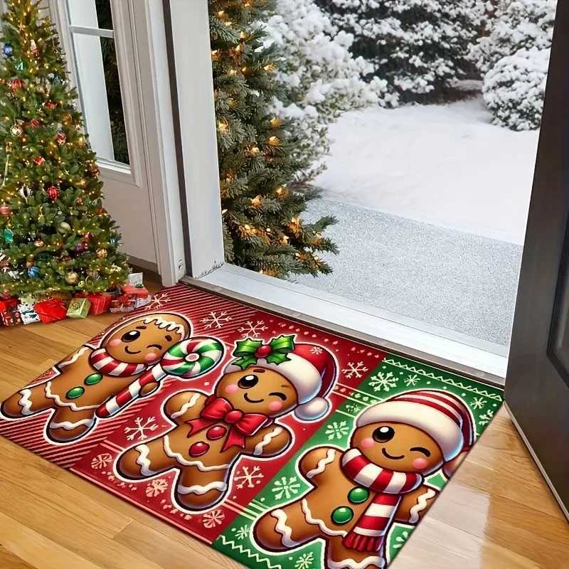 VIKAMA Christmas Gingerbread Doormat Non-Slip Entrance Doormat Carpet Living Room Sofa Carpet Bathroom Floor Carpet Home DecoratM251117