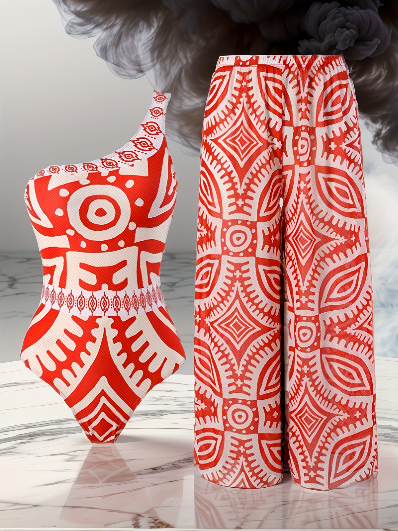 Women One Swimsuit with Cover up Set High Waisted Beach Wrap Skirt Two Piece Bathing Suit