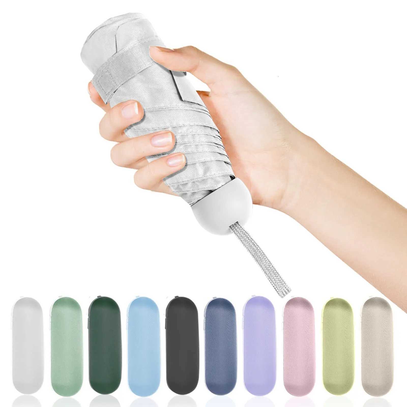 Solid Color Portable Capsule Umbrella Dual Use Sunshade And Rain Protection for Women Small Size C2511174