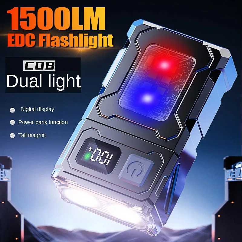 Mini Portable Flashlight 1500Lumens Super Bright LED Torch USB Rechargeable Multifunctional Camping Emergency Lantern M251117