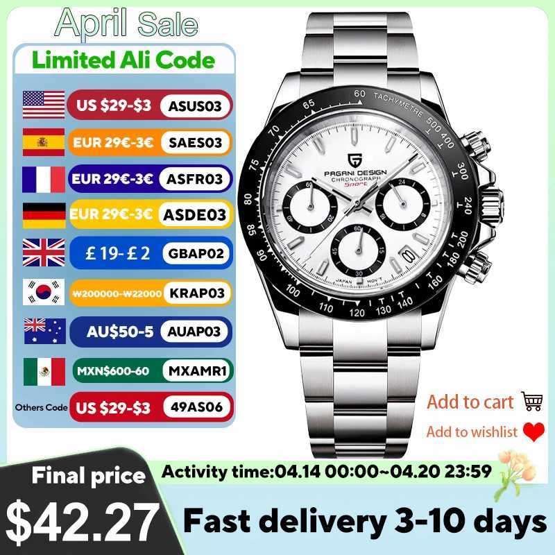 PAGANI DESIGN New 2024 Quartz Mens Watch Business Mens Watch Top Luxury Watch Mens Chronograph VK63 Waterproof S25417