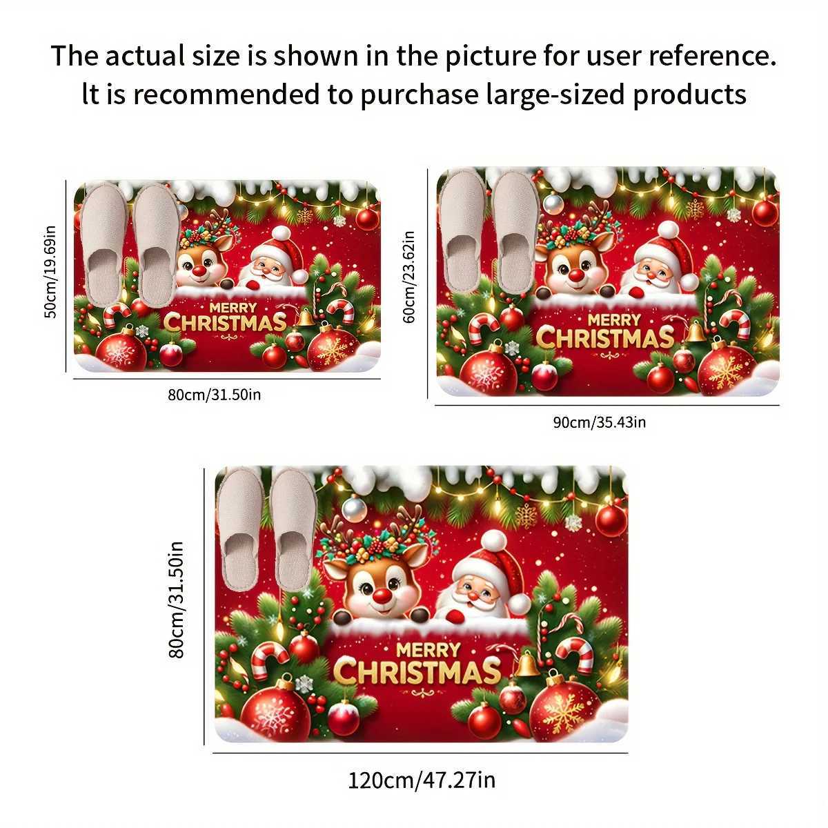 VIKAMA Christmas Reindeer Pattern Carpet Living Room Decoration Carpet Bedroom Carpet Holiday Home DecorationM251117