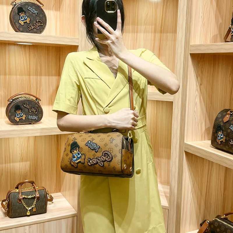 Light luxury brand womens handbag 2025 new retro single shoulder high-end designer Boston embroidery cartoon crossbody bagW251115