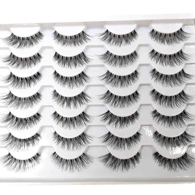14 pair handmade Transparent Stem False Eyelashes Soft Cross Natural Long Eye Lashes Daily Makeup Tools Art Thick Fake EyelasheT251117