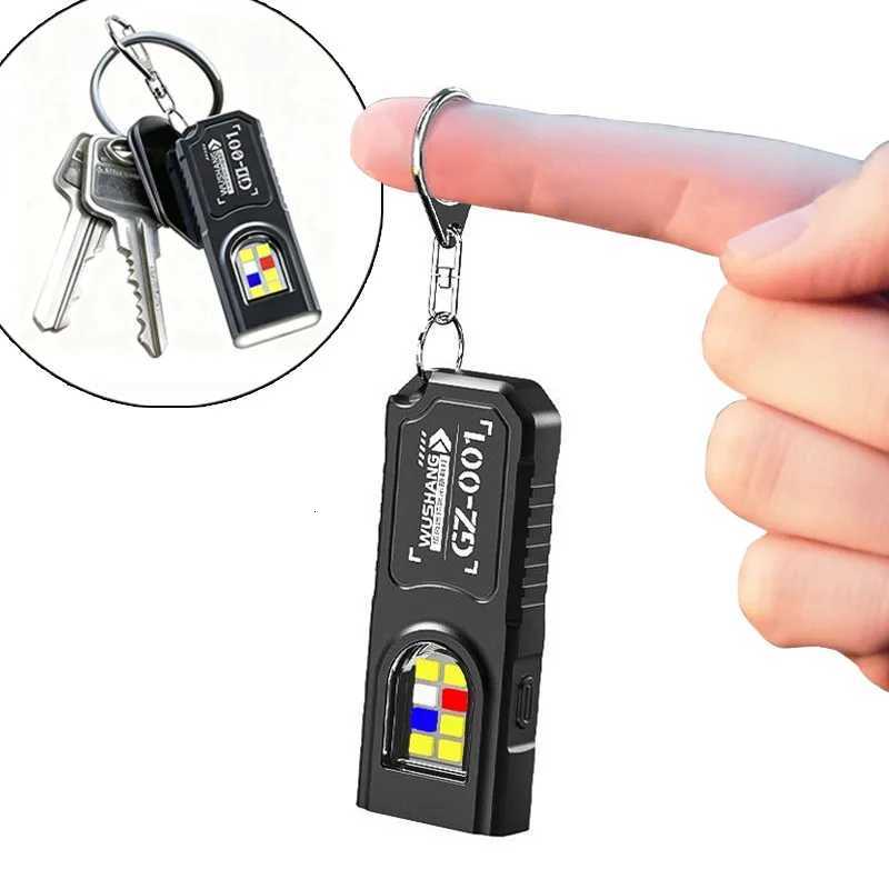 Multifunctional Keychain Flashlight USB Rechargeable Mini Flashlight With COB Work Light Keyring Camping Walking Pocket Lamp M251117