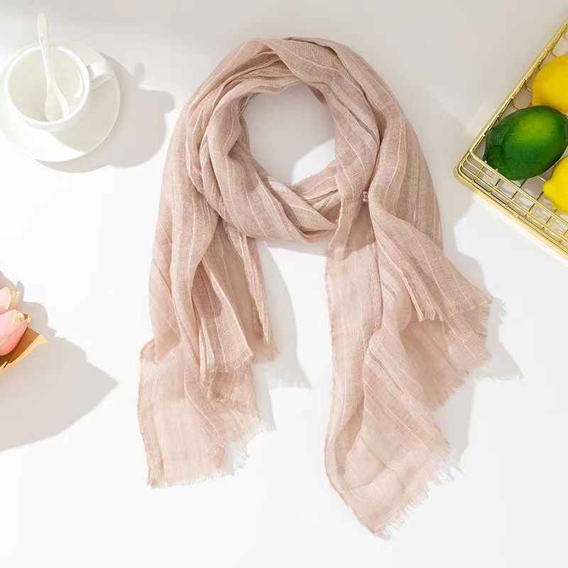 T495 Artistic cotton and linen breathable women's spring and autumn winter neck decoration long thin scarf square scarf Korean silk scarf summer