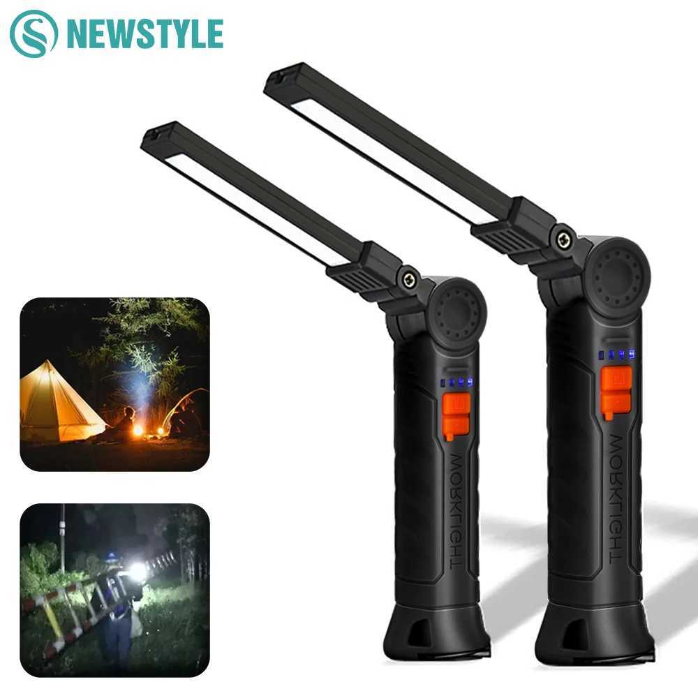 COB Work Light LED Work Flashlight With Magnetic Base Rechargeable Hanging Hook 360 Rotate Portable Inspection Light Camping M251117