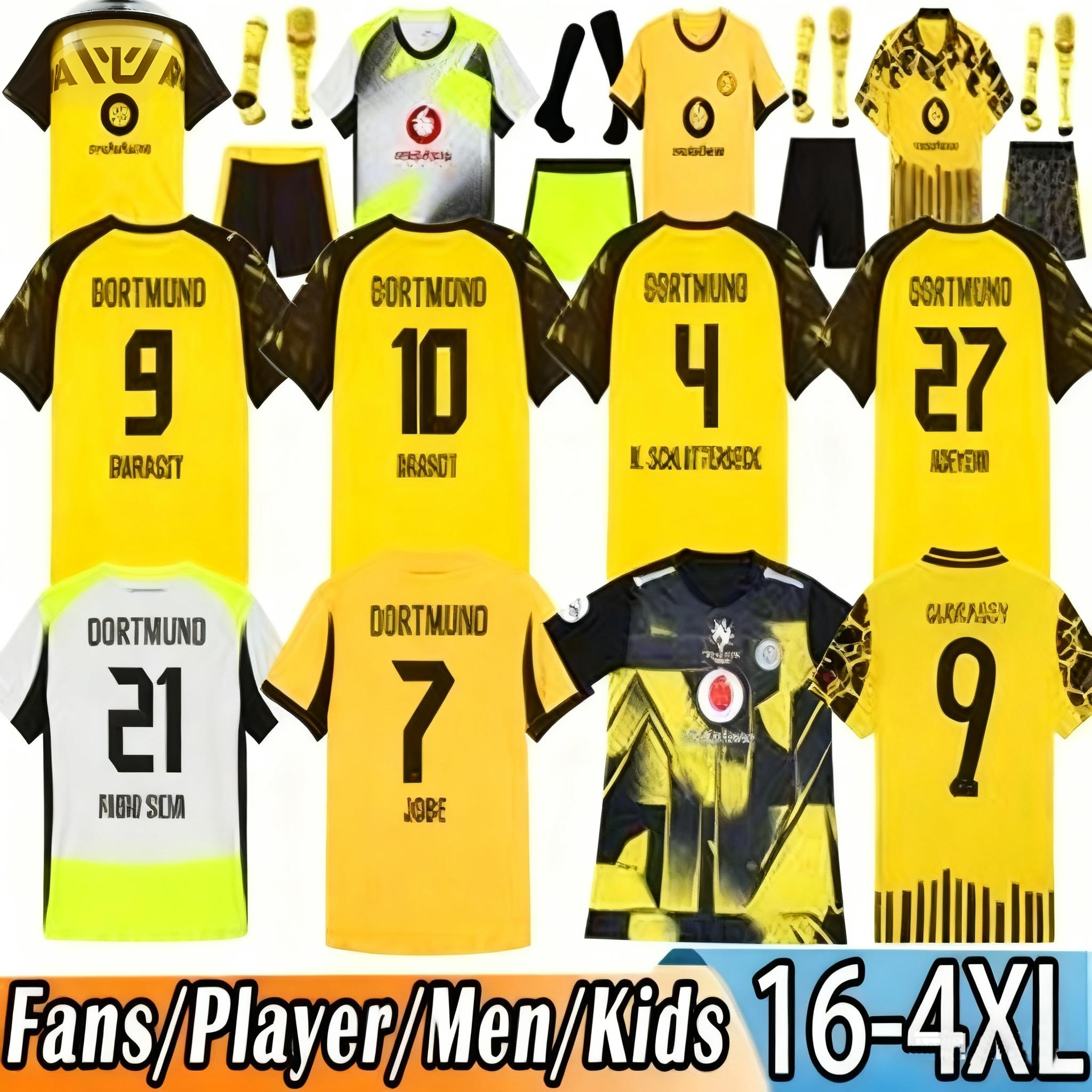 dortmunds trikot soccer jerseys 25 BVBs Special aa187 HALLER 25 26 4th SABITZER football shirt ADEYEMI BRANDT All Black MOUKOKO MALEN JOBE men kids Kits Borussias