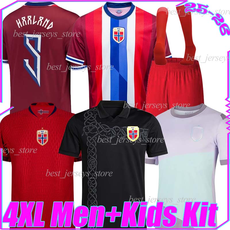 3XL 2026 Norway Haaland Soccer Jerseys 2025 noruega Odegaard STRAND LARSEN sorloth BERG AJER NUSAO STIGARD VETLESEN 1984 98 99 retro Football shirt men kids socks set
