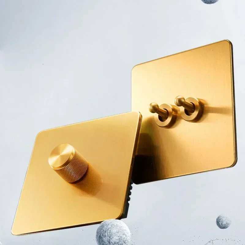 Retro Brass Lever Wall Light Toggle Switch Gold Stainless Steel Brushed Panel Anti Electric Shock Homestay Hotel Home DecorationW251117