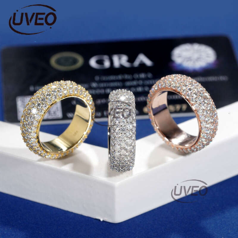 925 Jewelry VVS Moissanite Ring Gold Iced Out Moissanite Diamond Hiphop Pass Diamond Tester Mens Fashion
