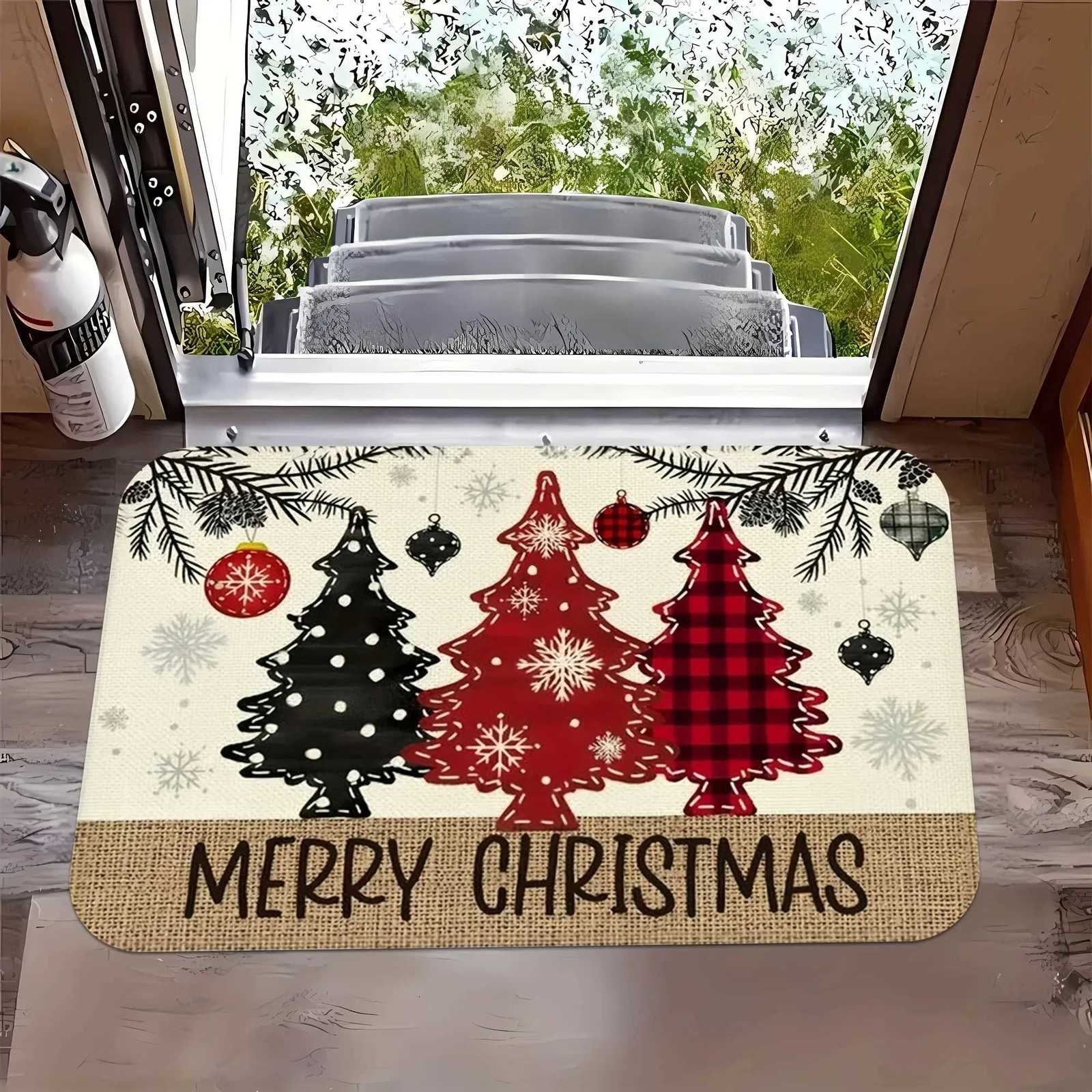 Merry Christmas decoration door mat Christmas tree printed floor mat suitable for home room bathroom kitchen non-slipM251117