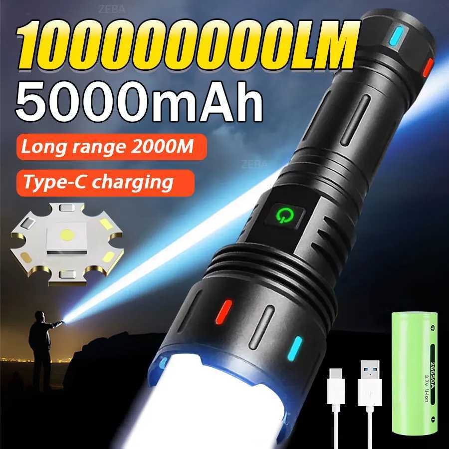 100000000LM Most Powerful Led Flashlight Rechargeable Led Flashlights High Power Zoom Torch Long Range 2000m Tactical Lantren M251117