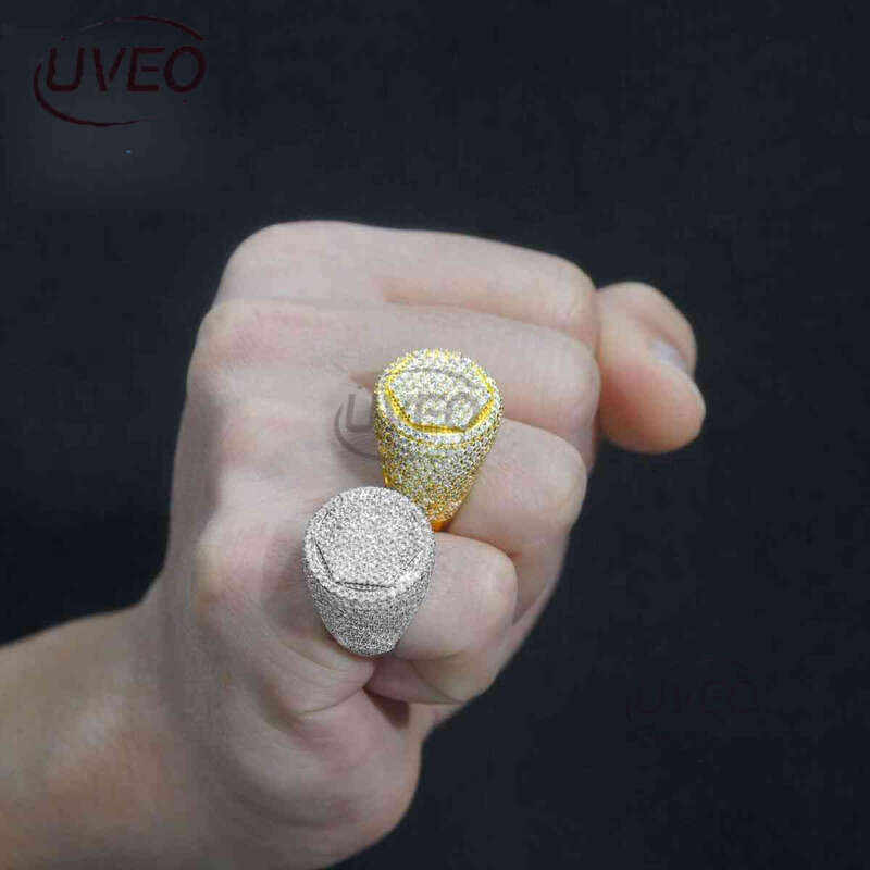 Moissanite Ring 925 VVS Gold Jewelry Iced Out Hip Hop Pass Diamond Tester Couple Sterling Silver