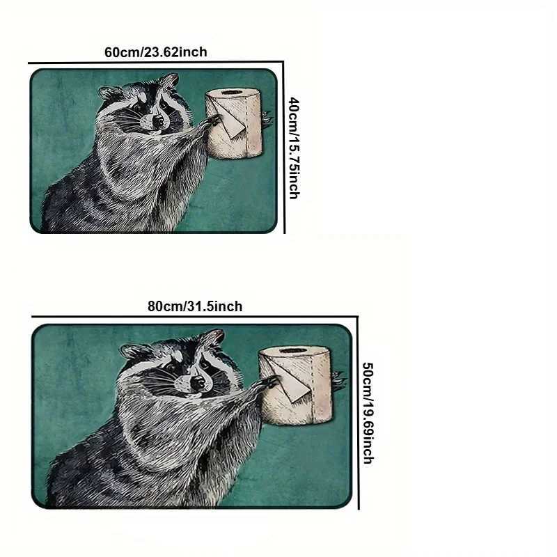Luxury VIKAMA Fun Raccoon Toilet Paper Carpet Thickened Anti-Slip Bathroom Mat Bedroom Entrance Creative Floor Mat Cute Pet Home Decor Y251117